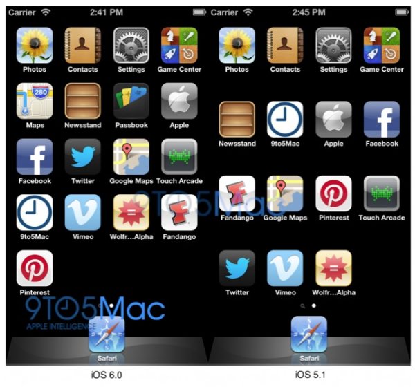 「iPhone 5」アイコン整列