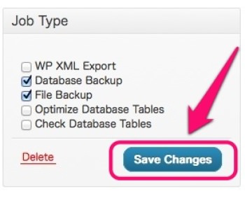 BackWPup　Save changes